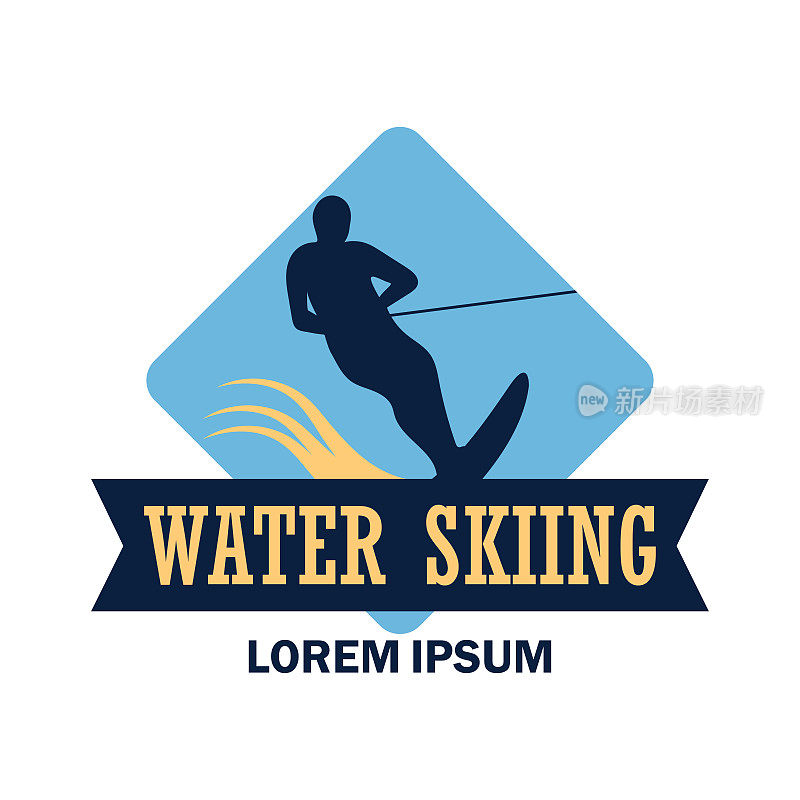 water skiing insignia with text space for your slogan / tag line